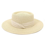 Riolio  Flat Concave Top Paper Straw Hat Spring Summer Women Men Wide Brim Beach Sun Hat Boater Style Fedora Party Cap Sombrero Hombre