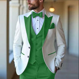 Riolio  3 Pieces Jacket with Vest Pant Wedding Suits for Men Single Breasted Peak Lapel Groom Tuxedo Male Fashion Suits