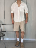 Riolio White Cotton Linen Men's Summer irt Sun Protection Loose Long Sve Casual Sle Youth Faion Outerwear Coat