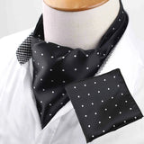 Riolio  Polyester Cravat Pocket Square Set Formal Necktie Handkerchief Ascot Self Tie Polka Dot Paisley Design Gentleman Necktie Gifts