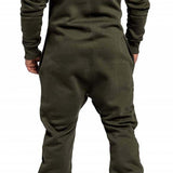 Riolio Mens Onesie Jumpsuit Pajamas Long Sleeve Sweatpants Pure Color Splicing Autumn Winter Casual Hoodie Male Zipper Jumpsuit