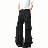 Riolio  Men Loose Fit Cargo Pants Workwear Trousers Multi Pocket Outdoor Casual Joggers Streetwear Hip Hop Drop Crotch Trousers for Men