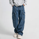Riolio  Men Baggy Oversize Cargo Jeans Male Wide Streetwear Hip Hop Pants Harajuku Fashion Straight Leg Black Blue Loose Denim Pants