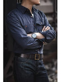 Riolio  Ele Pure Cotton Long Sve Engineer irt for Men Outdoor Wear Resistant Faionable Slim Fit Autumn Season Busin Cas...