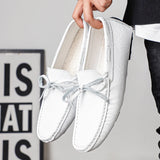 Riolio  Spring Luxury Brand Loafers Soft Sole White Casual Shoes Designer Soft Leather Versatile Fashion Business Driving Leather Shoes