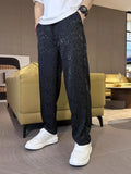 Riolio  New Men Summer Thin Jacquard Trendy and Fashionable Straight-leg Pants