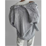 Riolio  Spring Autumn Striped Long-sleeved Shirts for Men Retro Korean Style Inch Casual Iron-free Lightweight Sun Protection