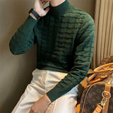 Riolio New Luxury Jacquard Men Sweater  Casual British Style Slim-fit Knitted Long Sleeve Pullover Fashion Leisure Basic Knitwear M-3XL