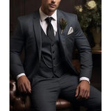 Riolio  3 Pieces Blazer Vest Pant New Solid Suits for Men Slim Fit Groom Wedding Suits Tuxedo Best Man Fashion Marriage