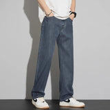 Riolio  New Lyocell Summer Thin Business Male Pants Jeans Men's High Waist Loose Comfortable Straight Elastic Denim Trousers