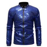 Riolio Shiny Sequins Sparkle Bomber Jacket Men Newest Gold Glitter Striped Zipper Mens Jackets And Coats Party Dance Show Clothes