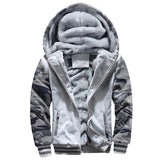 Riolio Men's Fleece Jacket Camouflage Thicken Jackets Hooded Coat Winter Long Sleeve Down Coats Casual Streetwear Men's Hoodies