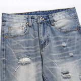 Riolio Ripped Jeans for Men Street Slim Blue Pantalones Hombre Streetwear Fashion Denim PantsFit Summer Skinny Vaqueros Flared Trousers