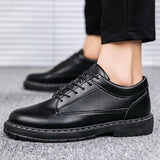 Riolio  Men Footwear Soft Cowhide Casual Flat Brand Pure Black Casual Shoes Mens Oxford Shoes for Men