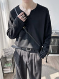 Riolio Light Luxury Top High-end Niche Designer V-neck Long-sleeved T-shirt Men Spring Autumn Trendy Versatile Base Shirt Aesthetic