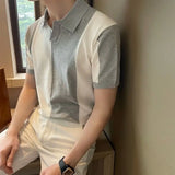 Riolio  Men's Summer Youth Loose and Versatile Lapel Shirt Student Handsome Slim Men's Short-sleeved Breathable Top