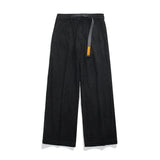 Riolio  Autumn Winter Men's High Waist Pockets Solid Screw Thread Elastic Casual Loose Straight Leg Trousers Fashion Office Lady Pants