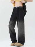 Riolio  Men's Korean Style Denim Pants Old Washed Male Jeans Straight Casual Menwear Vintage Loose Wide Leg Trousers New Fashion
