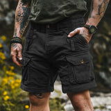 Riolio  Summer Mens Cargo Tactical 100% Cotton Corduroy Short Multi Pocket Shorts Mens Japanese Streetwear Casual Jogger Outdoor Pants