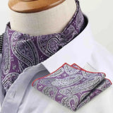 Riolio  Polyester Cravat Pocket Square Set Formal Necktie Handkerchief Ascot Self Tie Polka Dot Paisley Design Gentleman Necktie Gifts