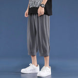 Riolio  Summer Ice Silk Ultra-thin Cropped for Men Casual Pants for Mid-sports Loose Versatile Pants