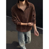 Riolio  Autumn American Corduroy New Retro Zipper Stand Collar Sweatshirt Men's Long Sleeve Top Loose Casual Jacket