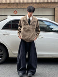 Riolio Coffee American Retro Plaid Coat Gerharrington Stand Collar Jacket Korean Streetwear Vintage Old Vintage Style Zipper Jacket
