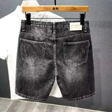 Riolio Summer Men's Distressed Denim Capris Shorts Casual Hole Letter Printing Loose Jeans Shorts