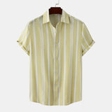 Riolio  Fashion Men's Shirt Shorts Sleeve Striped Print Clothing Men Social Luxury Wear Hawaiian Elegant Classic Shirts For Male Tops