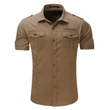 Riolio Mens Tactical Shirts Summer Work Cargo Shirts Quick Dry Casual Shirts Outdoor Army Military Shirts Short Sleeve Top Man Clothing