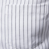 Riolio Solid Color Striped Men's Shirts Single Pocket Stand Collar Long-sleeved Shirts for Men New Spring Social Shirts Men
