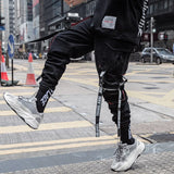 Riolio  Men's Tide Dark Streetwear Hip Hop Cargo Pants Casual Ribbon Overalls Pockets Safari Style Punk Tactical Fashion New