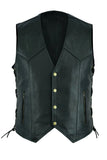 Riolio Vest Leather Punk Fashion Casual Coat Motorcycle Vest Men Solid Vest Fleet