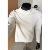 Riolio  Spring Long Sleeved T-shirt Men Slim Fit Casual Stand Up Collar T Shirt Men Streetwear Korean Casual Pullover T Shirt Mens Top