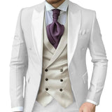 Riolio  Fashionable Contrast Color Men's Suits 3 Pieces Jacket Vest Pants Dancing Sets Handsome Peak  Lapel Suit Set For Men Party Wear