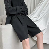 Riolio  Summer Suit Shorts Men Fashion Business Dress Shorts Men Streetwear Loose British Style Suit Shorts Men Black Formal Shorts