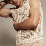 Riolio  Mens Vest Hollow Breathable Plain Jogging Tank Top Daily Loose Versatile Sports Gym Fitness Sleeveless T-Shirt Men'S Wear