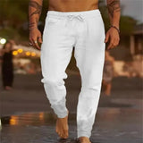 Riolio  Men's Beach Pants Joggers Streetwear Cotton Linen Sweatpants Casual Pants Hawaiian Vacation Loose Summer Straight Pants Male