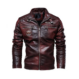 Riolio PU Male Faux Leather Blazers High Quality Leather Jacket Men's Fashion Jackets New Casual Male Stand Collar PU Leather Jackets