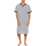 Riolio European and American Men's Thin Lengthened Modal Pajamas Loose Short Sleeved Skin Friendly Pajamas T-Shirts Household Clothes