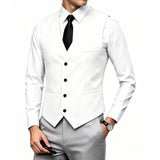 Riolio  Men's Wedding Formal Suit Vest Slim Fit V-Neck Waistcoat Business Party Sleeveless Men's Clothing