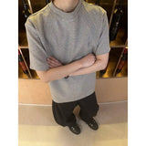 Riolio Men Slim Fit Short Sleeve Tshirt Solid Round Neck Unique Patchwork Design Premium Stretch Cotton Casual Summer Trendy Tee
