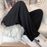 Riolio  Ice Silk Wide-leg Men Summer Thin Straight-leg Casual Loose Korean Style Trendy Versatile Trousers