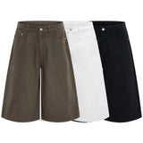 Riolio  100 Cotton Cotton Jeans Classic Black White Baggy Wide Leg Calf-Length Short Denim Pants Summer Loose Comfortable Casual Clothes