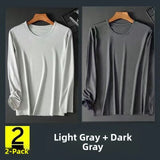 Riolio Men's Summer Lightweight Breathable Long Sve Casual Sun Protection Clothing Qui Dry round Ne T-irt for Youth Daily Use