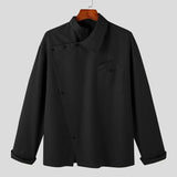 Riolio  Spring Autumn New Men's Shirt Design Irregular Turn-down Collar Tops French Fashion Show Unique Buckle Men Long Sleeve Shirt