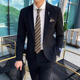 Riolio  Hot Sale Of The Season Fashionable Men's Casual Striped Suit Set Business Professional Three-piece Suit Trendy Wedding Wear Male