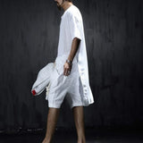 Riolio  Mens T-Shirts Mid-Length Irregular Slit T-Shirts Streetwear Fashion Personality Versatile Niche Tops Men'S Clothing New