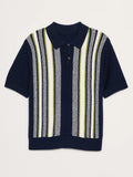 Riolio  Daily Casual Short Sleeve Slim Mens Polo Shirts Knitting Striped Pullover Tops Spring Summer Men Leisure Buttoned Lapel Polos