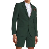 Riolio  Men's Slim Fit 2-Piece Suit Set with Notched Lapel Blazer And Shorts Tuxedo Fashion Summer Wedding Sports